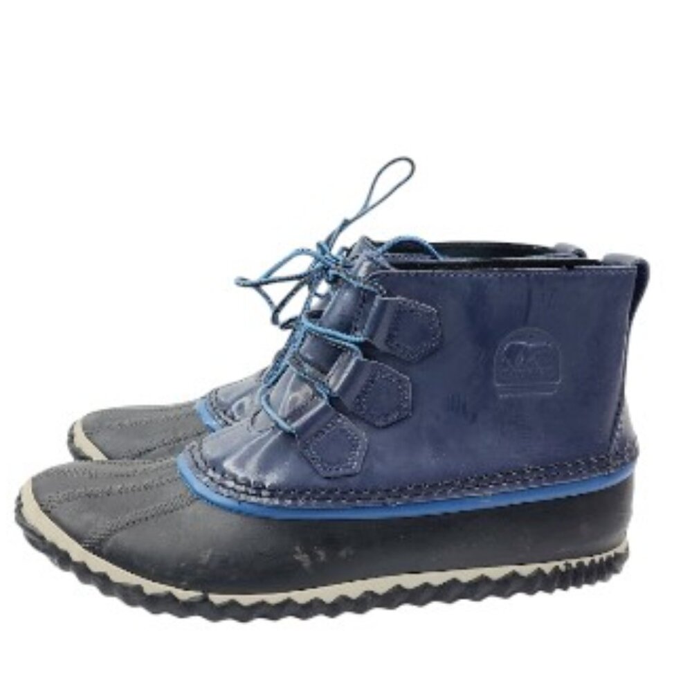 Sorel‎ Women's Navy Black Out N About NL2511-591 Ankle Duck Rain Boots Size 10.5